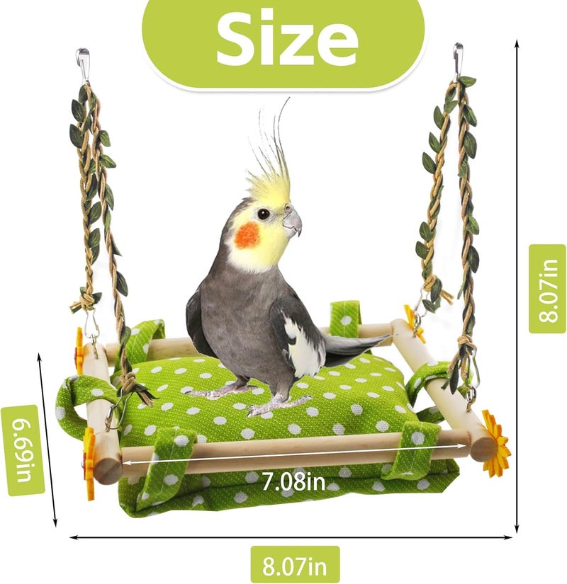 MUYG Bird Toy Climbing Hammock Nest Hanging Bird Bed for Cage Wooden Perch Stand Swing with Bell Toy for Parrot Parakeet Cockatiel Conure Cockatoo - Image 2